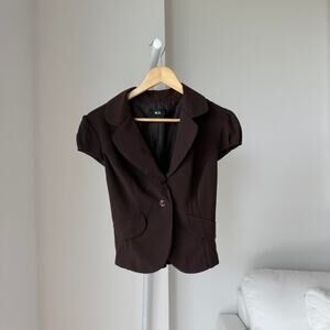 Bcx brown cropped blazer top